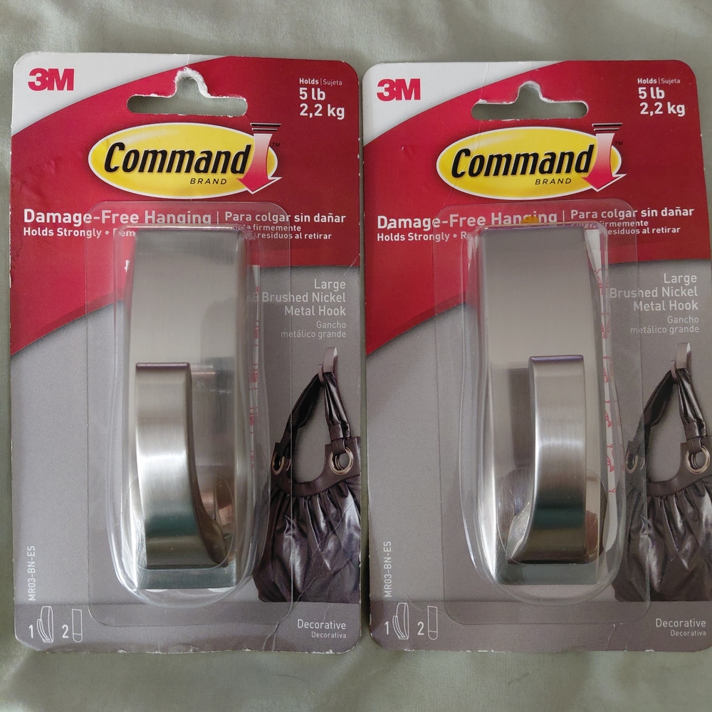 Commando Brushed Nickel Metal Hooks (2-Pack)